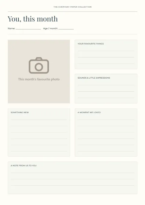 You, this month – baby memory page: printable design preview