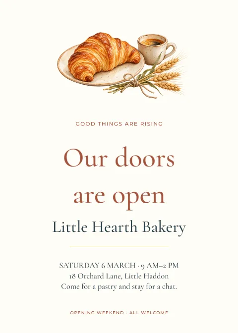 Good things are rising – bakery opening: printable design preview