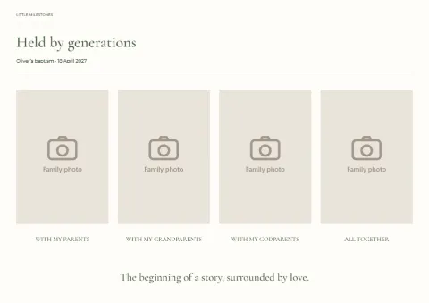 Held by generations – baptism photo page: printable design preview