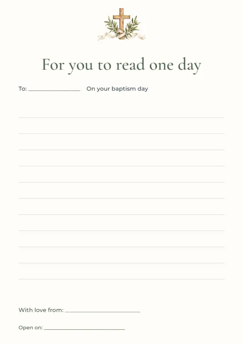 For you to read one day – baptism letter: printable design preview
