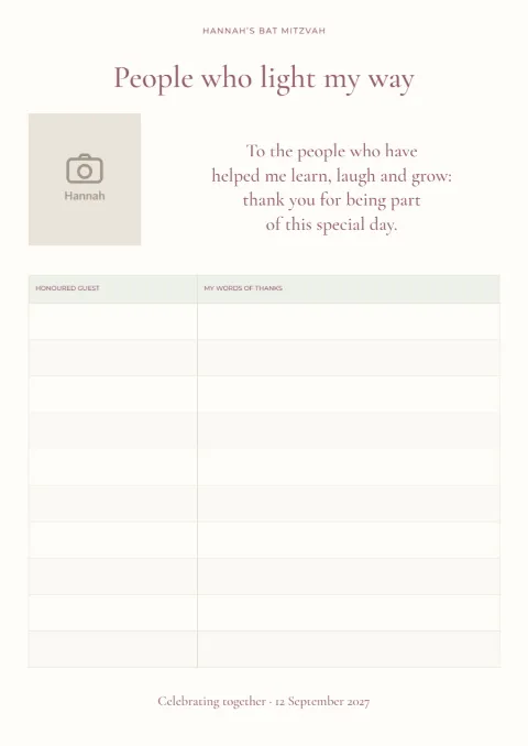 People who light my way – celebration honours: printable design preview