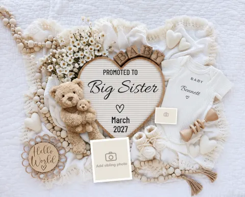 Promoted to big sister: printable design preview