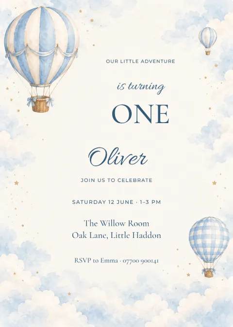 A sky full of wonder – first birthday: printable design preview