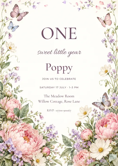 One sweet little year – butterfly birthday: printable design preview