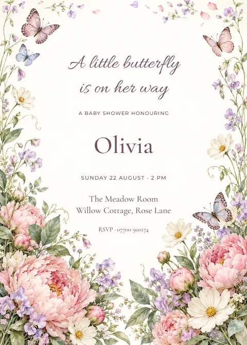 A little butterfly – baby shower: printable design preview