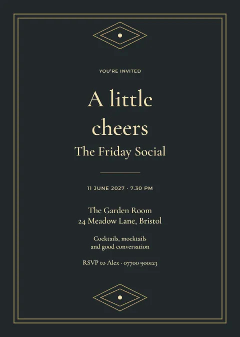 Black tie lights – cocktail party: printable design preview