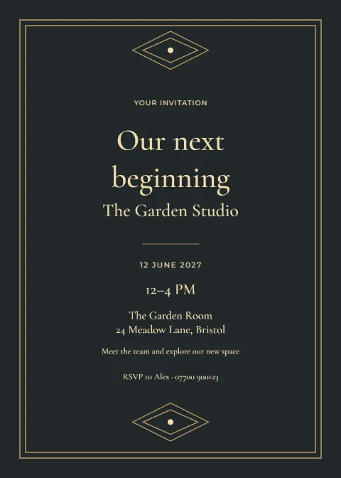 Black tie lights – grand opening: printable design preview