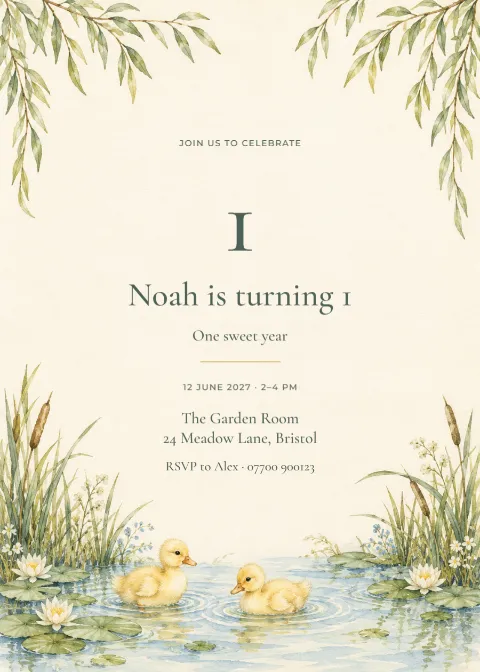 Duckling pond – first birthday: printable design preview