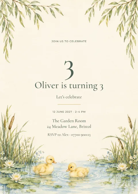 Duckling pond – third birthday: printable design preview