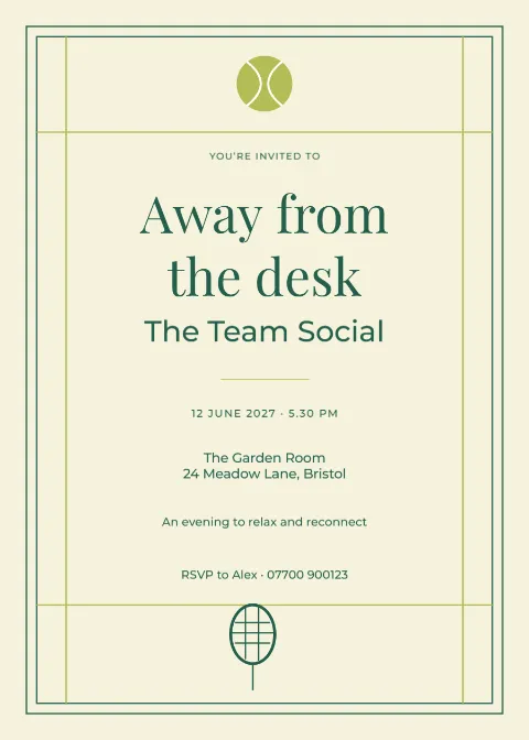 Tennis club – team social: printable design preview