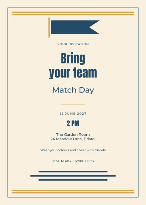 Varsity pennant – match day party: printable design preview