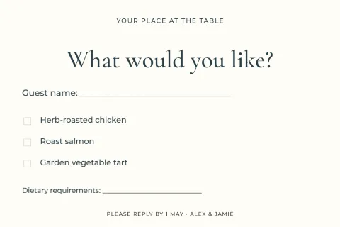 Your place at the table – meal choices: printable design preview