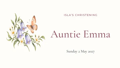 A place with love – christening place card: printable design preview