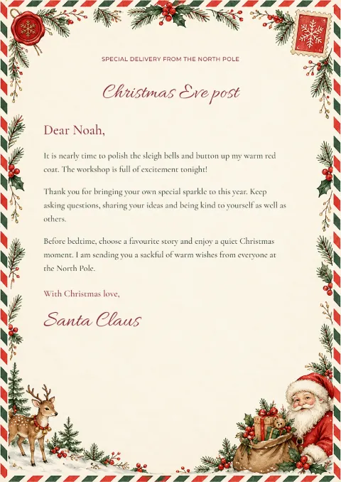 Christmas Eve post – personal Santa reply: printable design preview