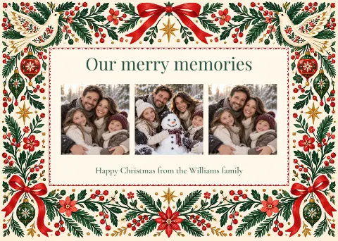 Doves of December – Christmas memories card: printable design preview