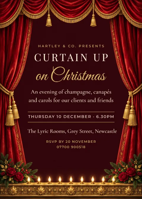 Opera velvet – Christmas client evening invitation: printable design preview