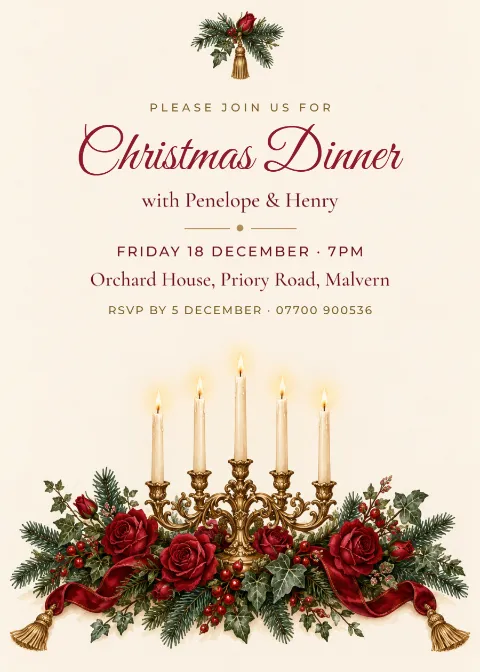 Opera velvet – Christmas dinner invitation: printable design preview