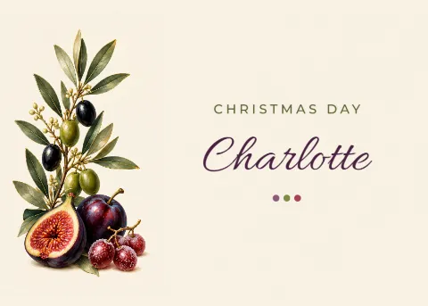 Plum and olive – Christmas place card: printable design preview
