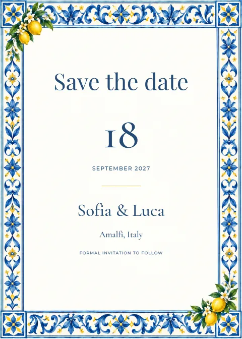 Citrus riviera – save the date: printable design preview