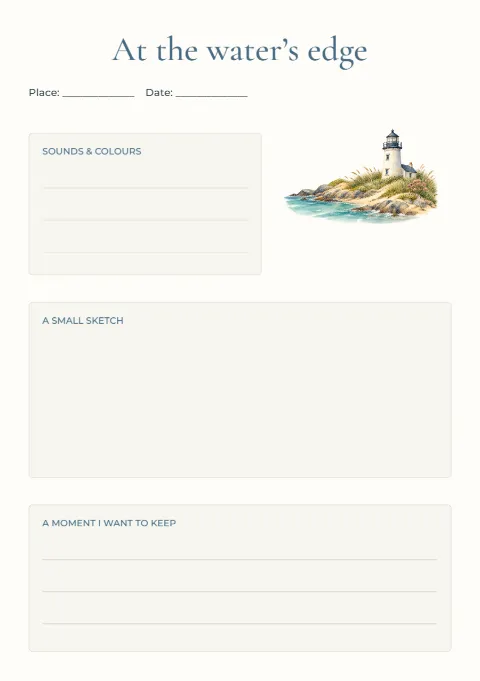 At the water’s edge – coast journal: printable design preview