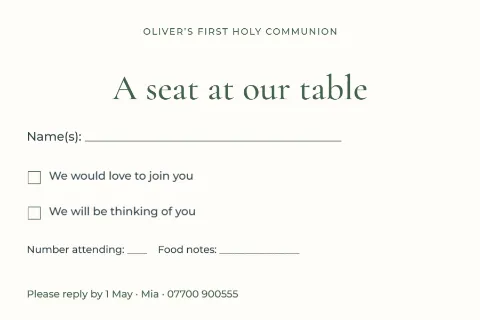 A seat at our table – communion lunch reply: printable design preview