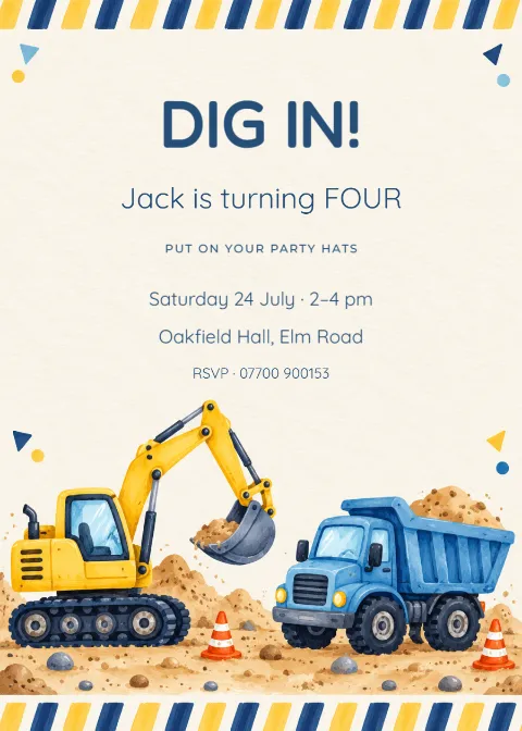 Dig in! – fourth birthday: printable design preview
