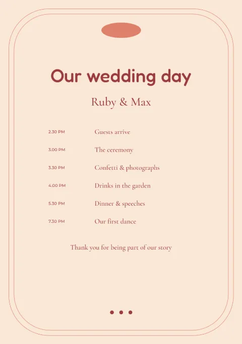 Coral retro – ceremony programme: printable design preview
