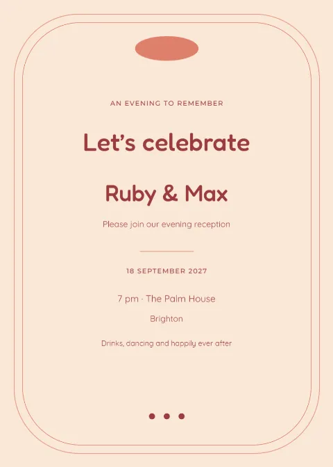 Coral retro – evening invitation: printable design preview