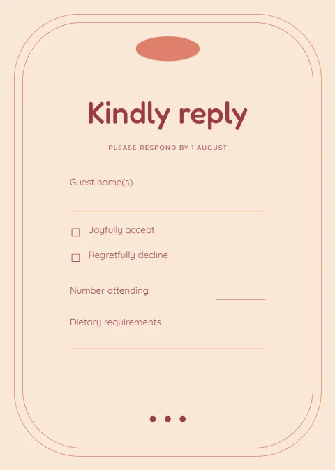 Coral retro – RSVP reply card: printable design preview
