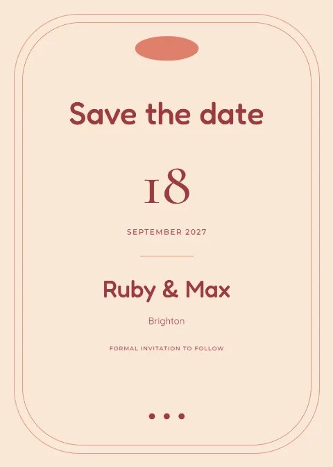Coral retro – save the date: printable design preview