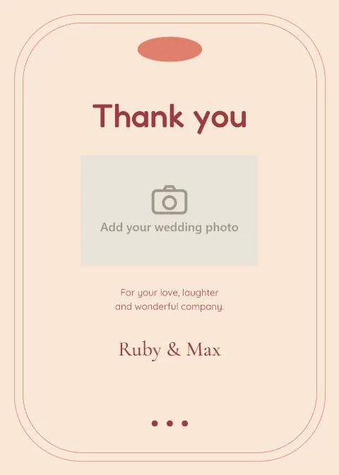 Coral retro – photo thank-you card: printable design preview