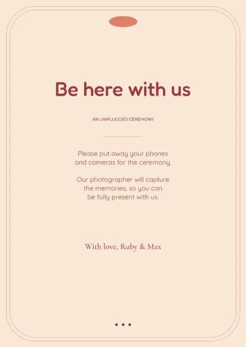 Coral retro – unplugged ceremony sign: printable design preview