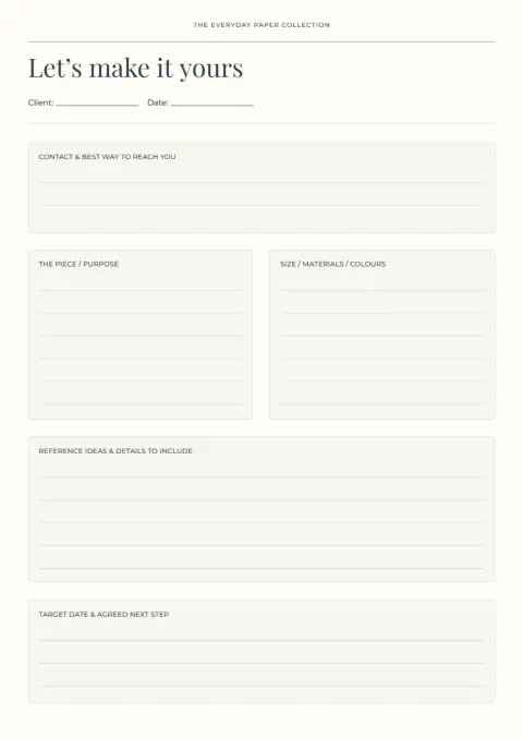 Let’s make it yours – commission brief: printable design preview