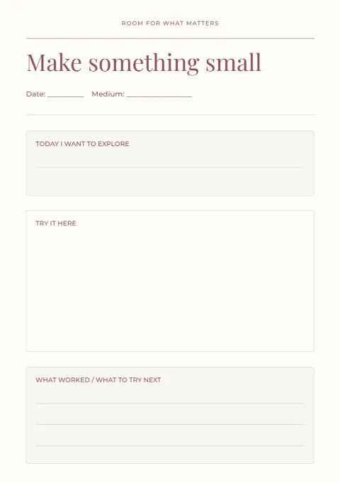 Make something small – creative journal: printable design preview