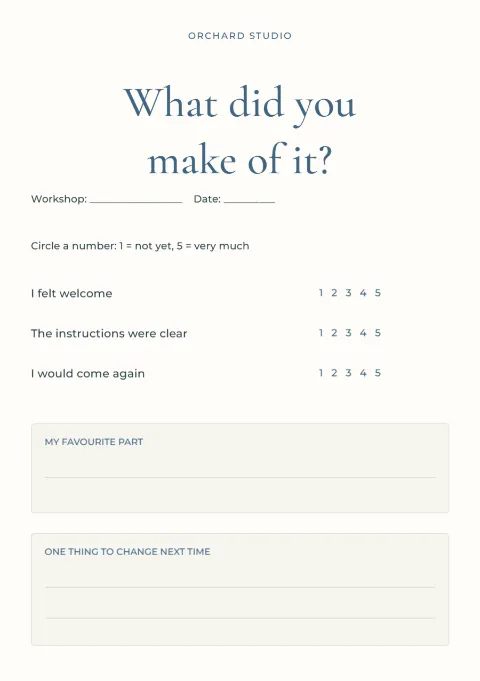 What did you make of it? – workshop feedback: printable design preview