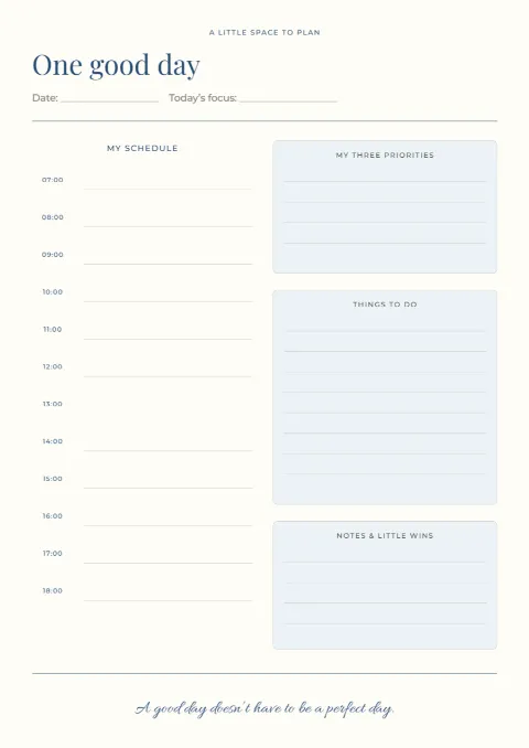 One good day – daily planner: printable design preview