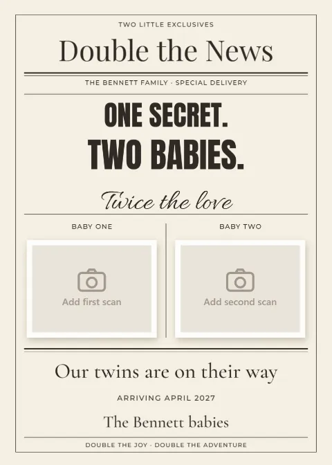 Double the News – twins edition: printable design preview