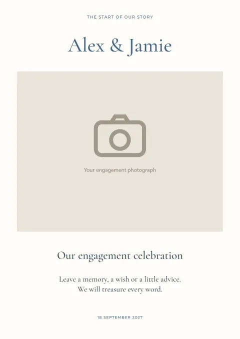 The start of our story – engagement guestbook: printable design preview