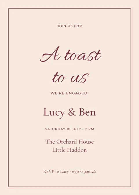 A toast to us – engagement party: printable design preview