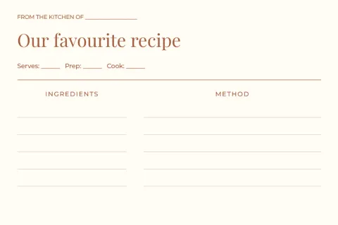 Passed around the table – recipe card: printable design preview