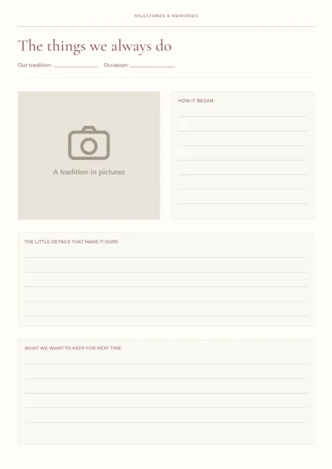 The things we always do – tradition journal: printable design preview