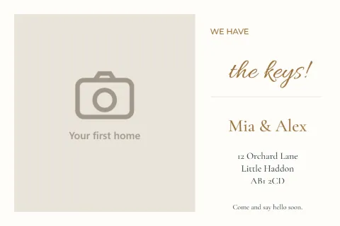 We have the keys – first home announcement: printable design preview