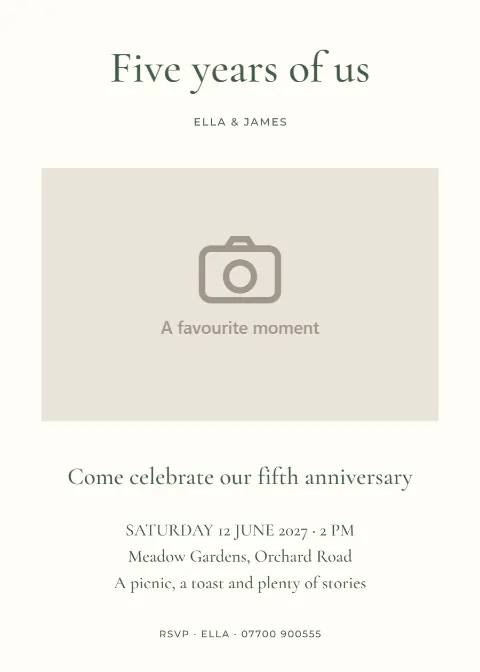 Five years of us – photo anniversary: printable design preview