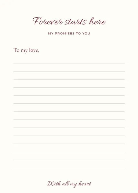 Forever starts here – vow card: printable design preview