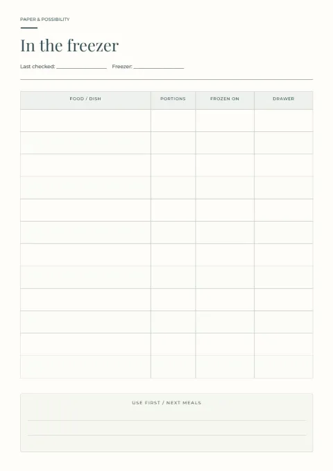 In the freezer – stock sheet: printable design preview