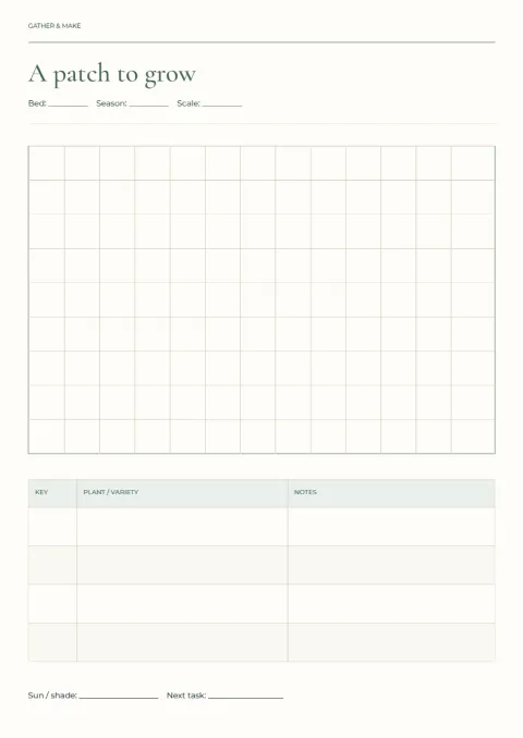 A patch to grow – garden bed planner: printable design preview