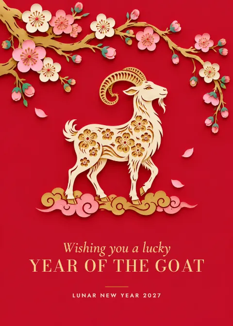Year of the Goat – Lunar New Year card: printable design preview