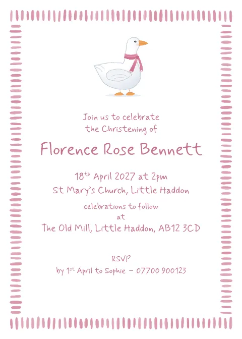 Goose christening (pink): printable design preview