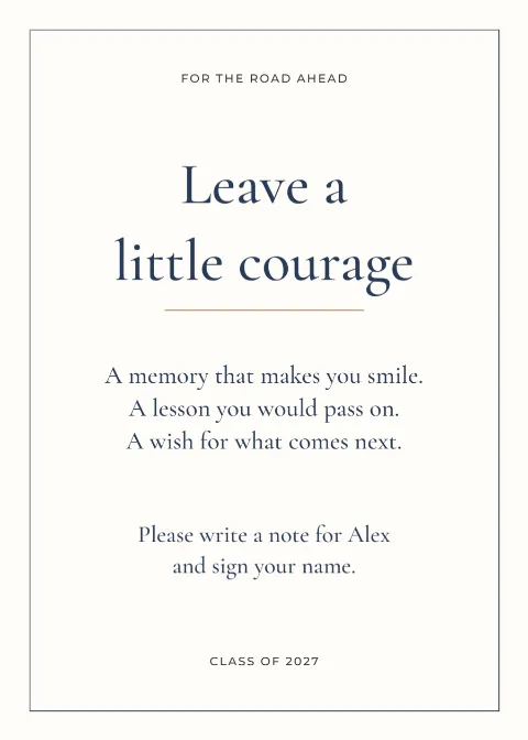 Leave a little courage – graduate guestbook: printable design preview