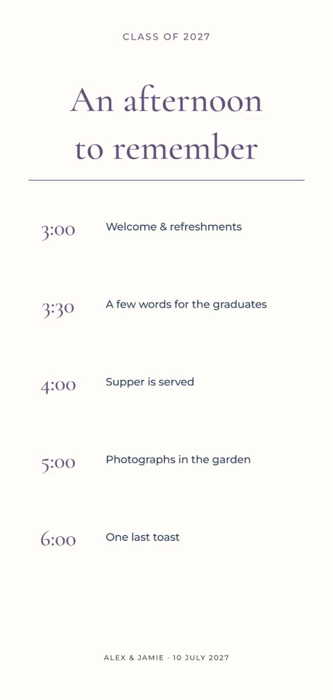 An afternoon to remember – graduation programme: printable design preview